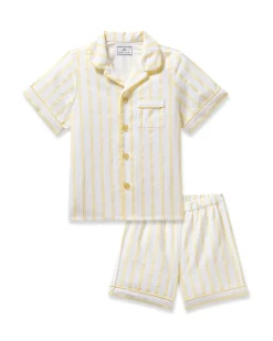 Kids Petite Plume Kid's Twill Short Set in Periwinkle and White Stripe