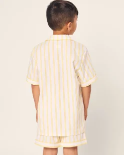 Kids Petite Plume Kid's Twill Short Set in Periwinkle and White Stripe