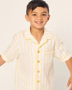Kids Petite Plume Kid's Twill Short Set in Periwinkle and White Stripe