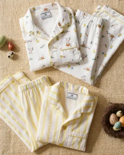 Kids Petite Plume Kid's Twill Short Set in Periwinkle and White Stripe