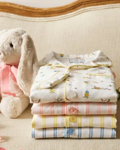 Kids Petite Plume Kid's Twill Short Set in Pink and White Stripe