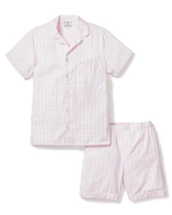 Kids Petite Plume Kid's Twill Short Set in Pink Gingham