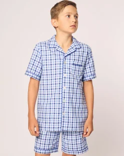 Kids Petite Plume Kid's Twill Short Set in Pink Gingham