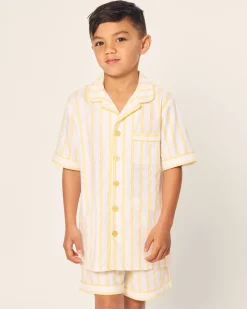 Kids Petite Plume Kid's Twill Short Set in Sunny Stripe