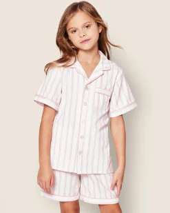 Kids Petite Plume Kid's Twill Short Set in Sunny Stripe