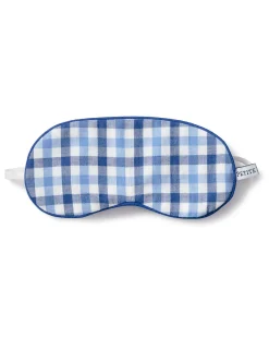 Kids Petite Plume Kid's Twill Sleep Mask in Royal Blue Gingham