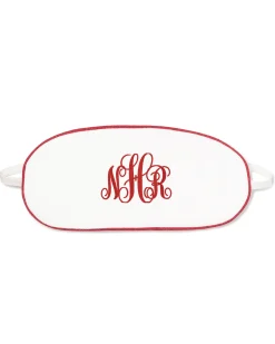 Kids Petite Plume Kid's Twill Sleep Mask in White with Red Piping