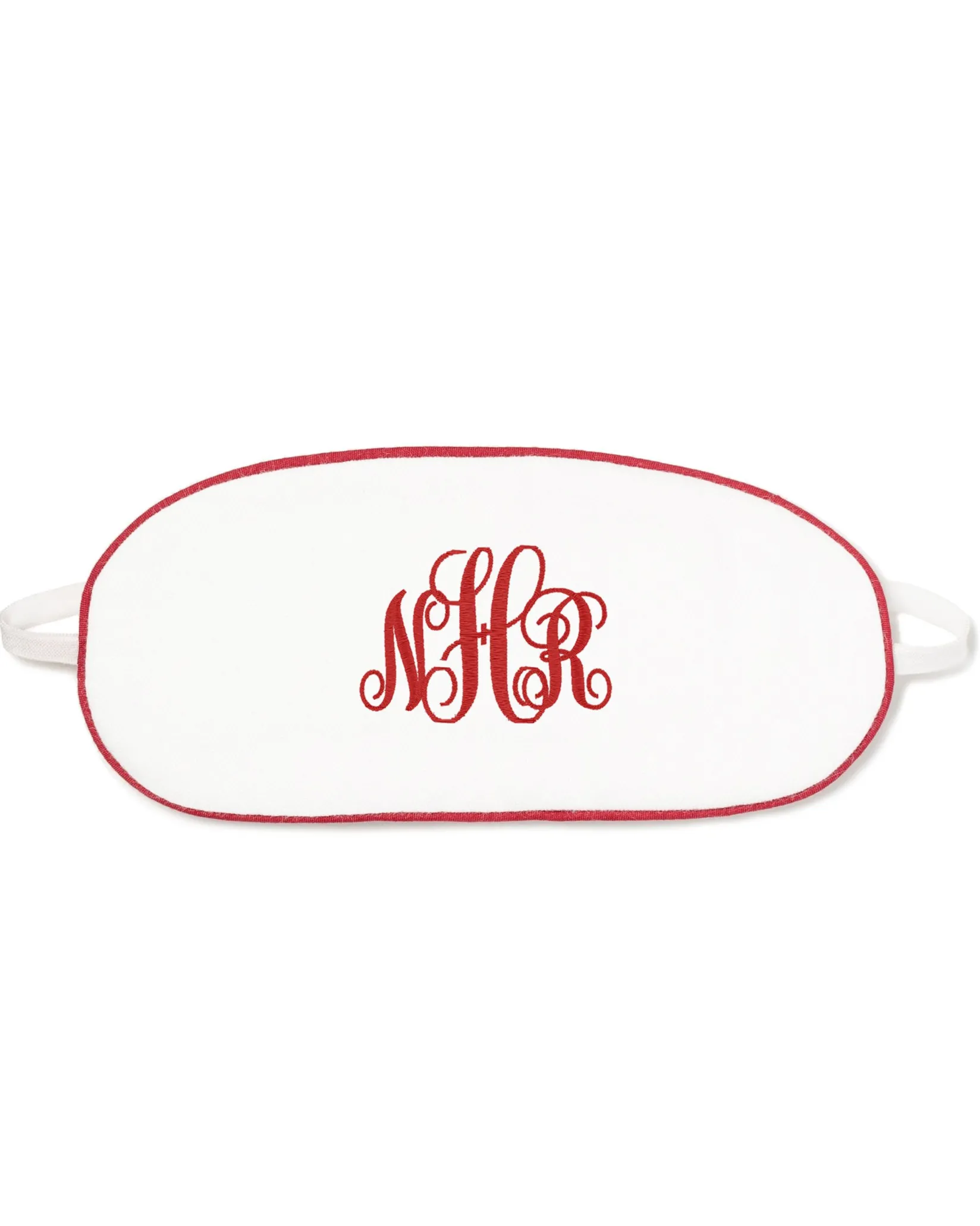 Kids Petite Plume Kid's Twill Sleep Mask in White with Red Piping