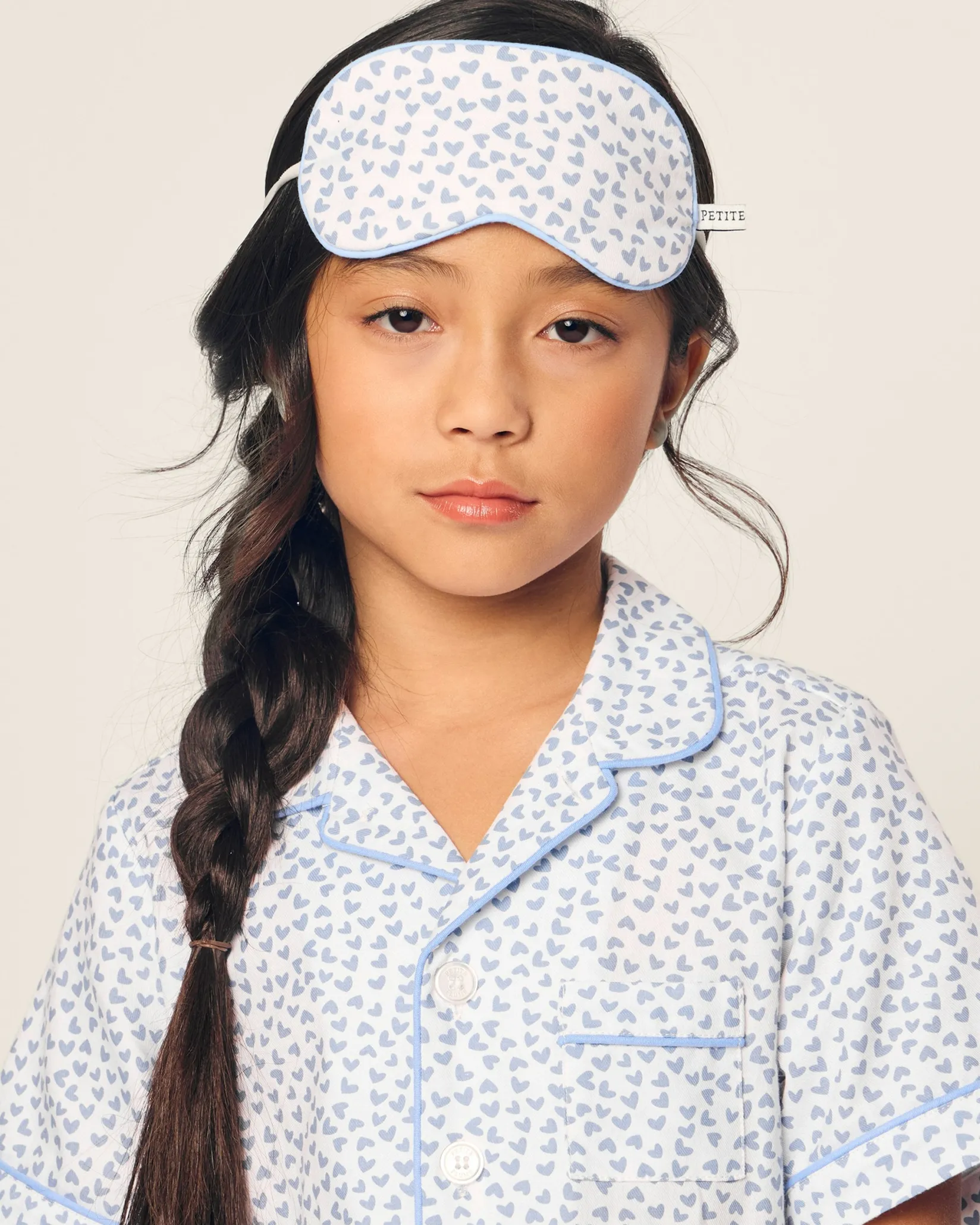 Kids Petite Plume Kid's Twill Sleep Mask in Pink Timeless Toile