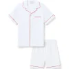 Kids Petite Plume Kid's White Twill Short Set with Red Piping