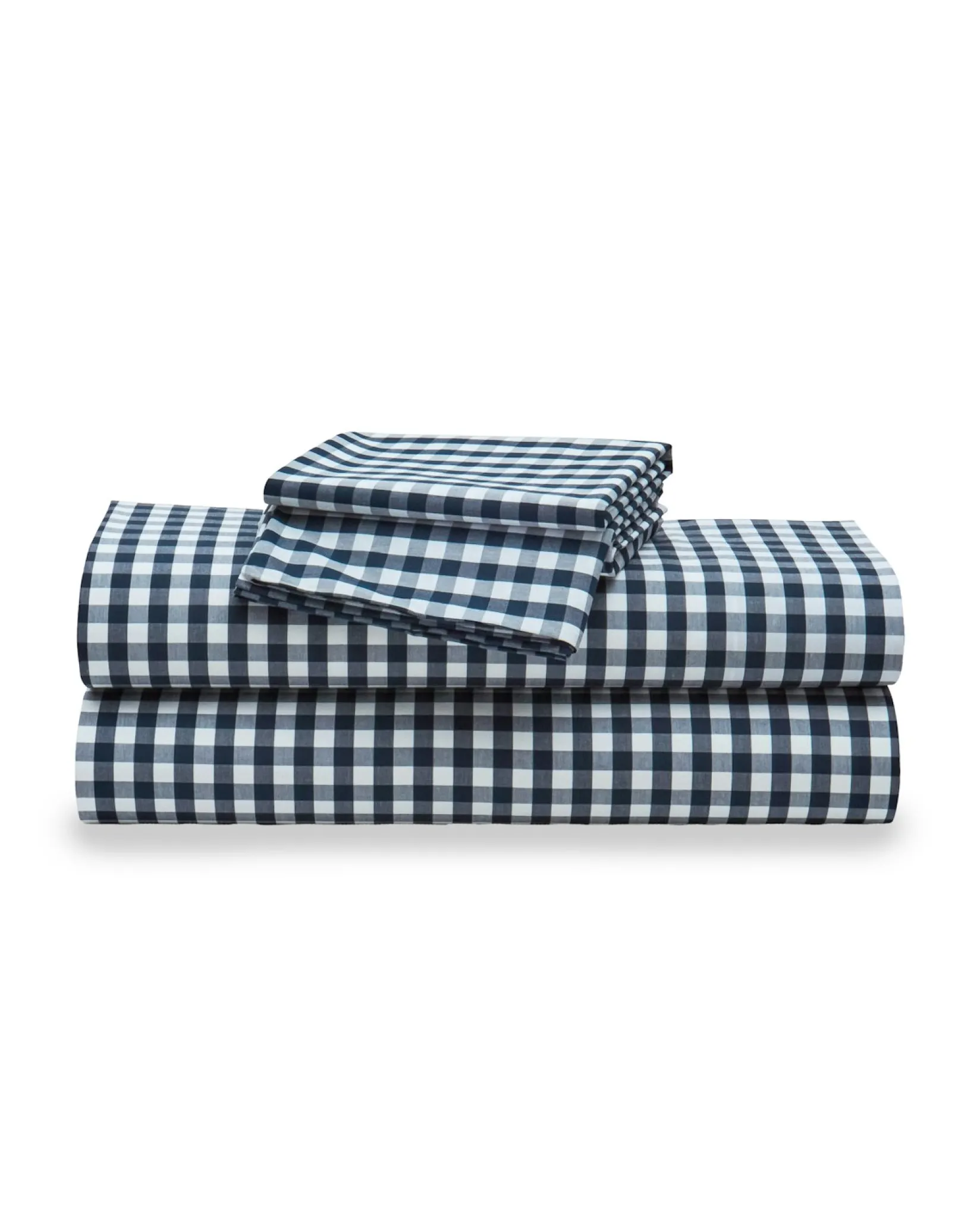 Petite Plume Luxe Premium Cotton Bed Sheets in Navy Gingham
