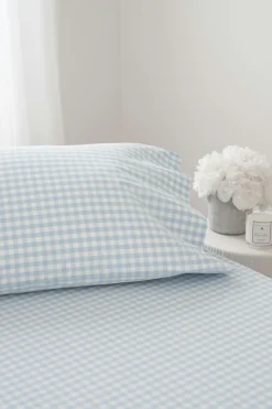 Petite Plume Luxe Premium Cotton Bed Sheets in Navy Gingham