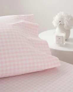 Petite Plume Luxe Premium Cotton Bed Sheets in Navy Gingham