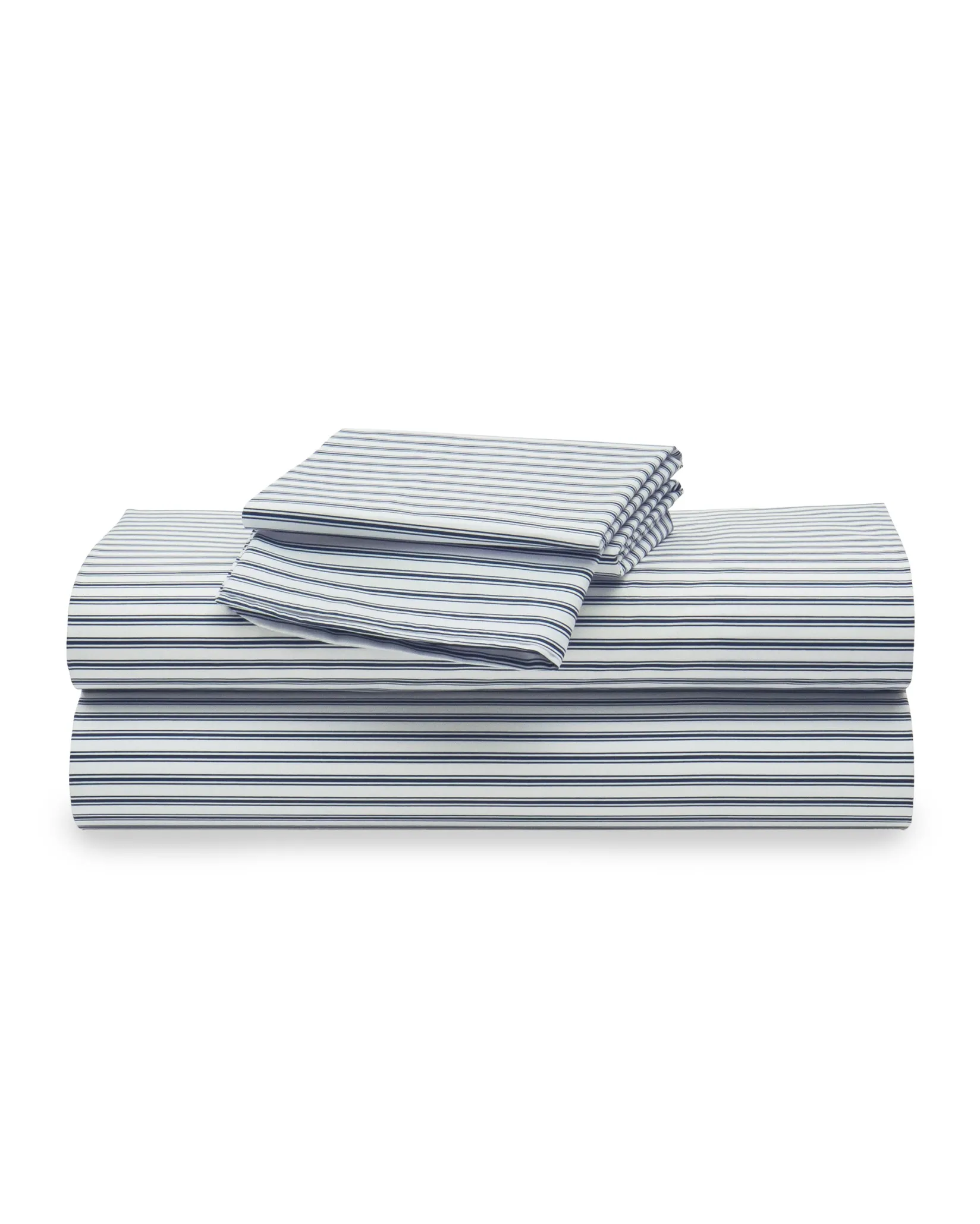 Petite Plume Luxe Premium Cotton Bed Sheets in Navy French Ticking