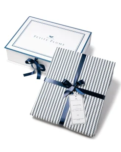 Petite Plume Luxe Premium Cotton Bed Sheets in Navy French Ticking