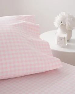 Petite Plume Luxe Premium Cotton Bed Sheets in Pink Gingham