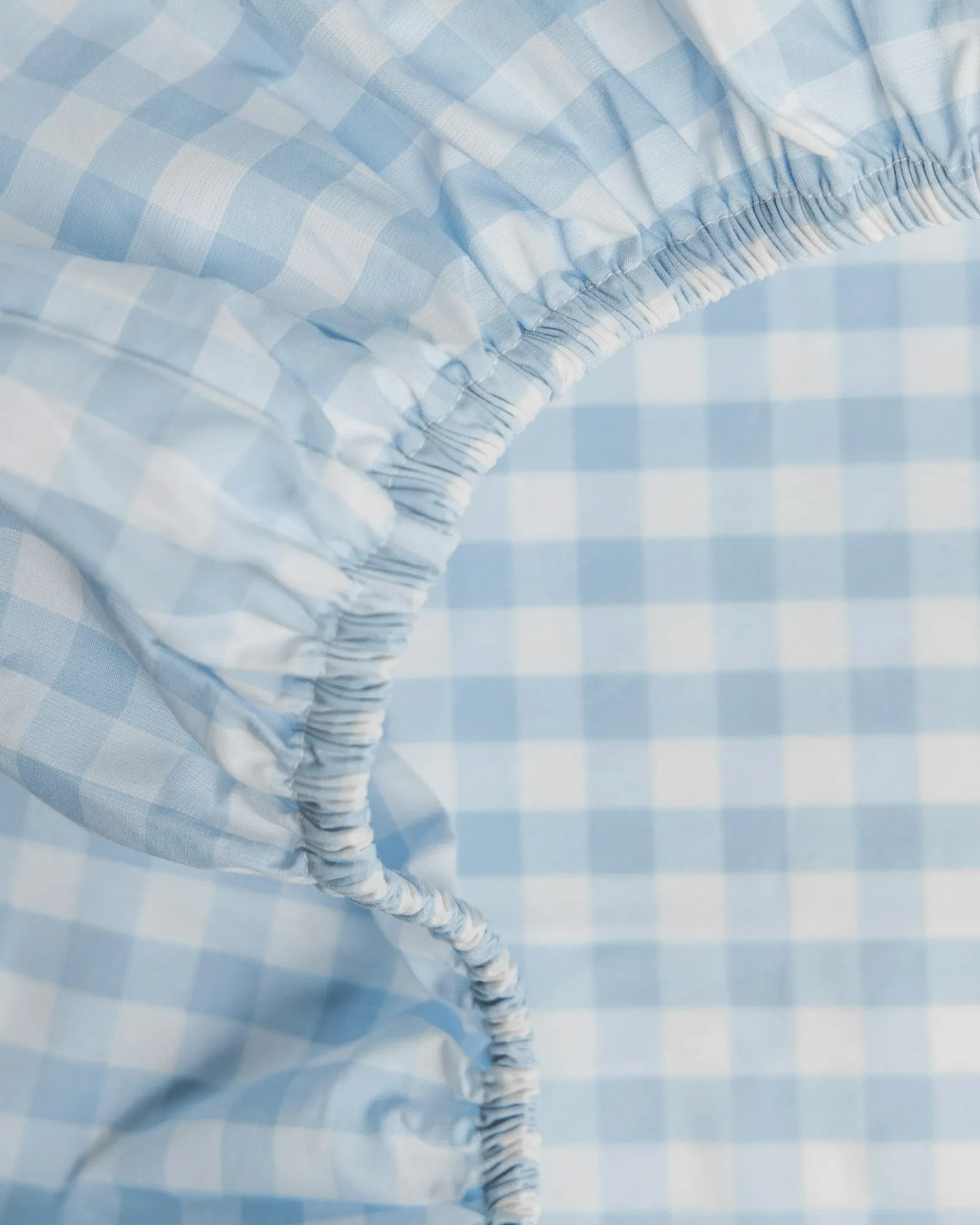 Petite Plume Luxe Premium Cotton Crib Sheet in Light Blue Gingham