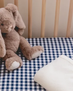 Petite Plume Luxe Premium Cotton Crib Sheet in Light Blue Gingham