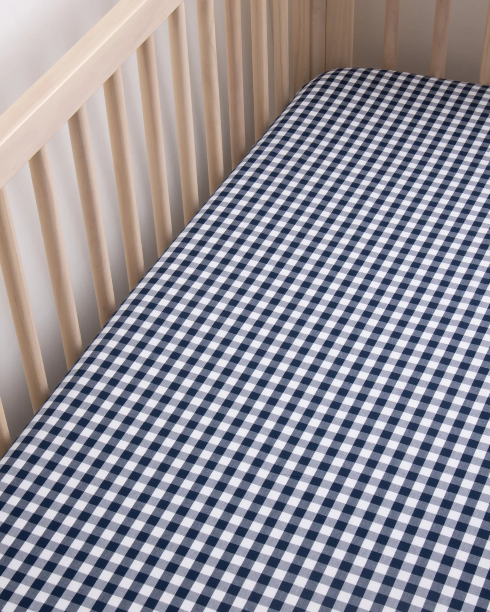 Petite Plume Luxe Premium Cotton Crib Sheet in Light Blue Gingham