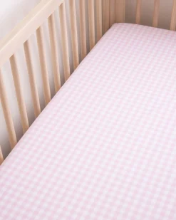 Petite Plume Luxe Premium Cotton Crib Sheet in Light Blue Gingham