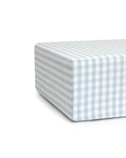 Petite Plume Luxe Premium Cotton Crib Sheet in Navy Gingham