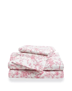 Petite Plume Luxe Premium Cotton Sheets in Pink Timeless Toile