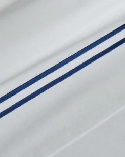 Petite Plume Luxe Premium Cotton Sheets in White with Navy
