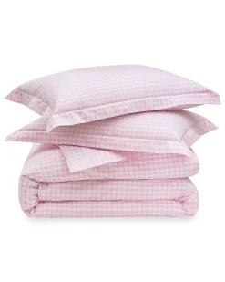 Petite Plume Luxe Premium Percale Duvet Set in Pink Gingham