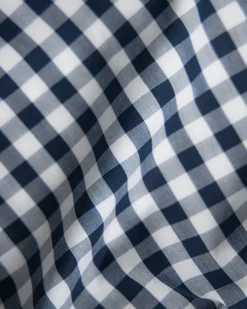 Petite Plume Luxe Premium Percale Duvet Set in Navy Gingham