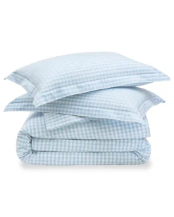 Petite Plume Luxe Premium Percale Duvet Set in Navy Gingham