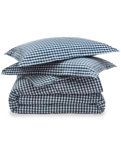 Petite Plume Luxe Premium Percale Duvet Set in Light Blue Gingham