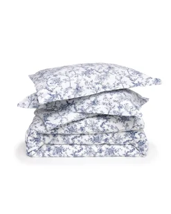 Petite Plume Luxe Premium Percale Duvet Set in Navy French Ticking