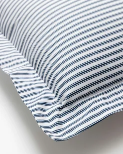 Petite Plume Luxe Premium Percale Euro Sham in Navy French Ticking