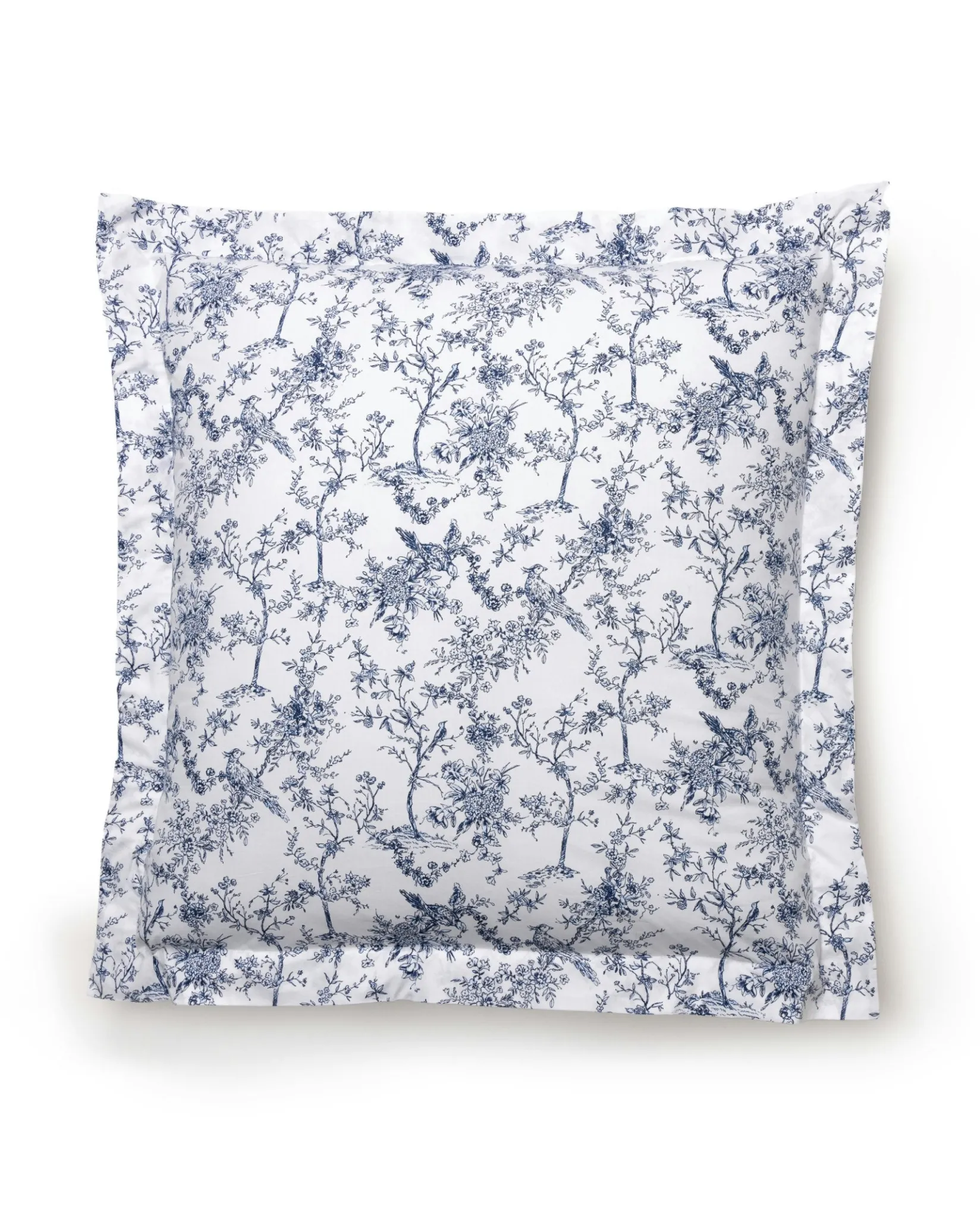 Petite Plume Luxe Premium Percale Euro Sham in Navy French Ticking