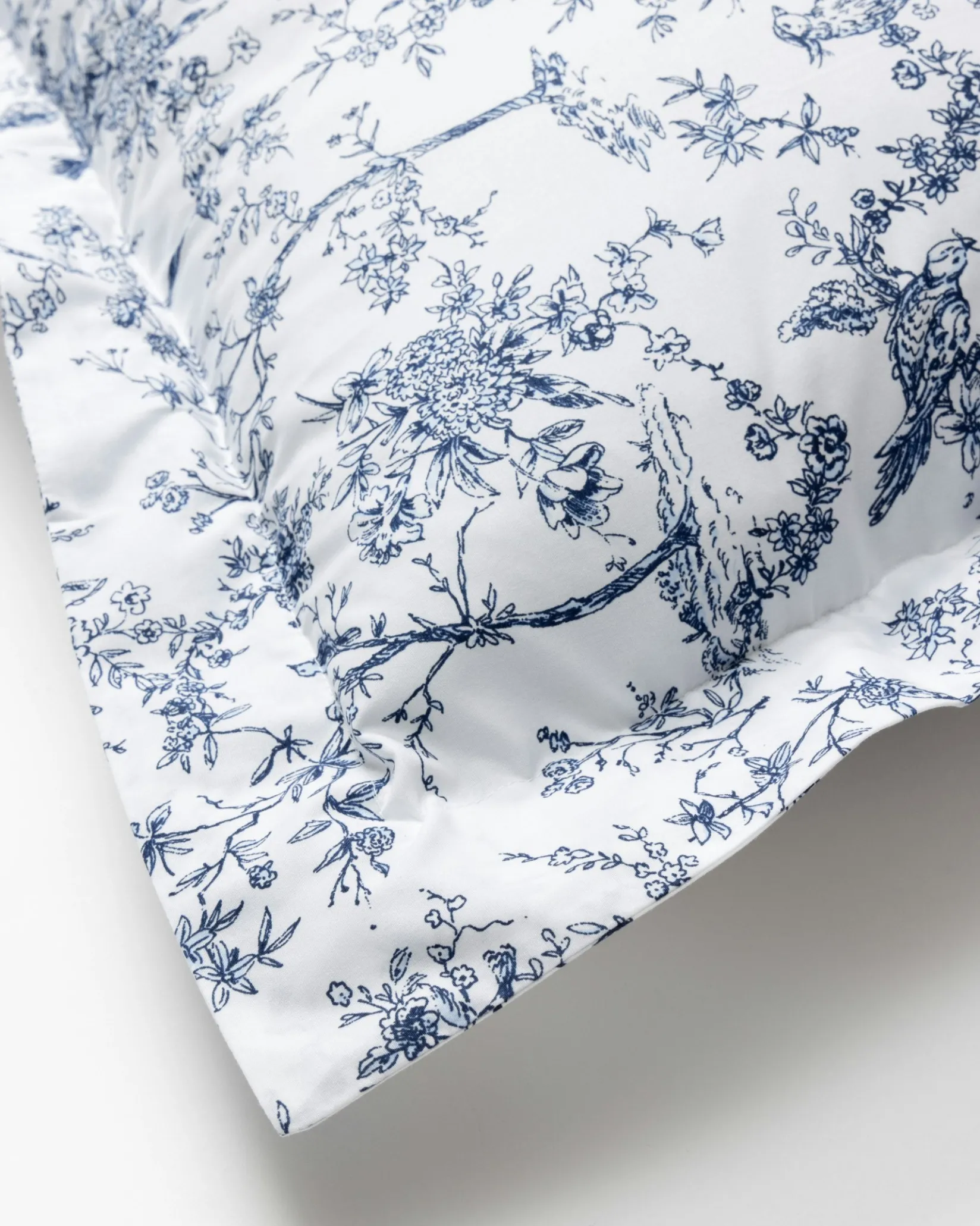 Petite Plume Luxe Premium Percale Euro Sham in Navy French Ticking