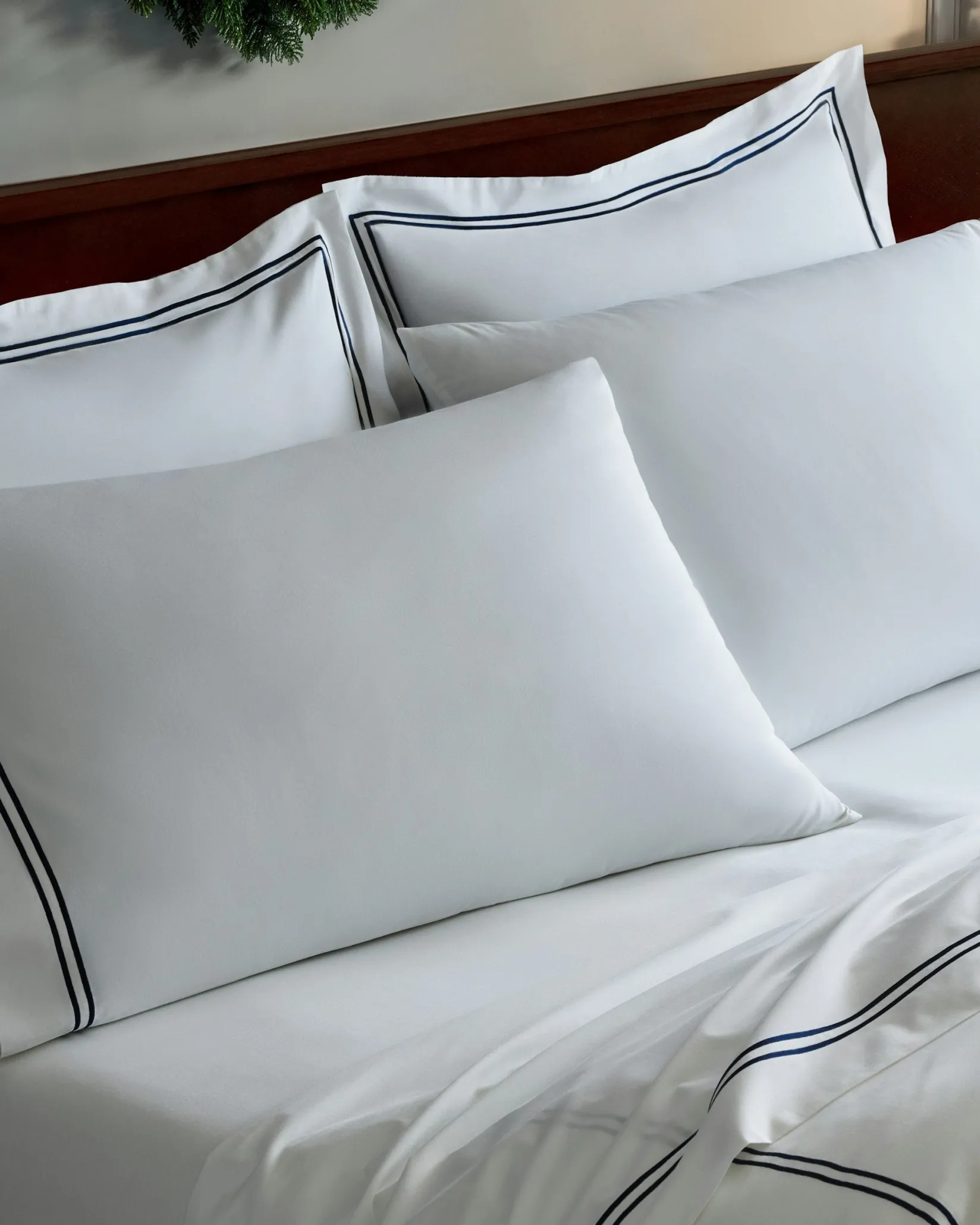 Petite Plume Luxe Premium Percale Euro Sham in Navy French Ticking