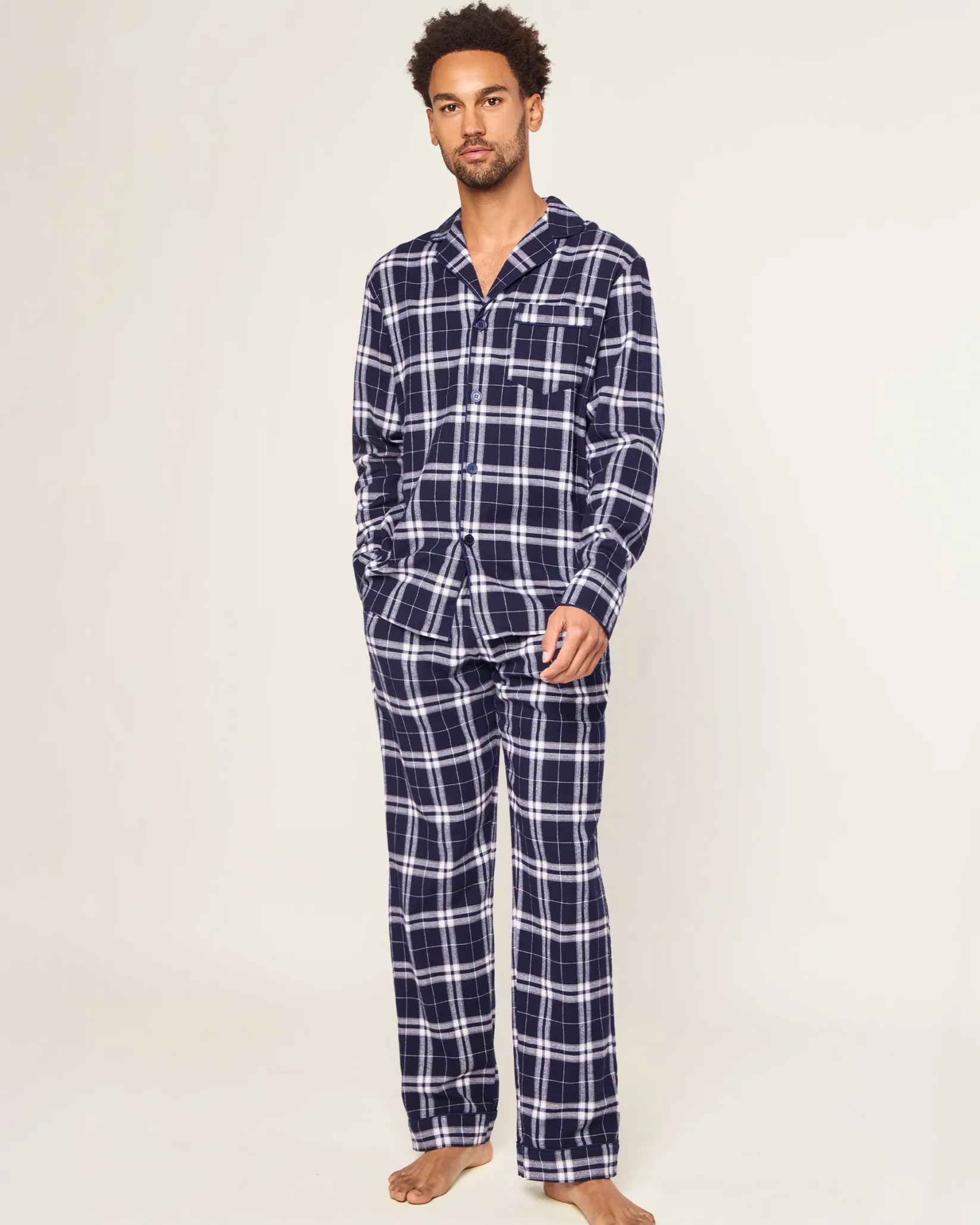 Petite Plume Men's Brushed Cotton Pajama Set in Oxford Tartan