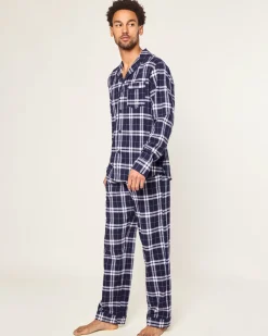 Petite Plume Men's Brushed Cotton Pajama Set in Oxford Tartan