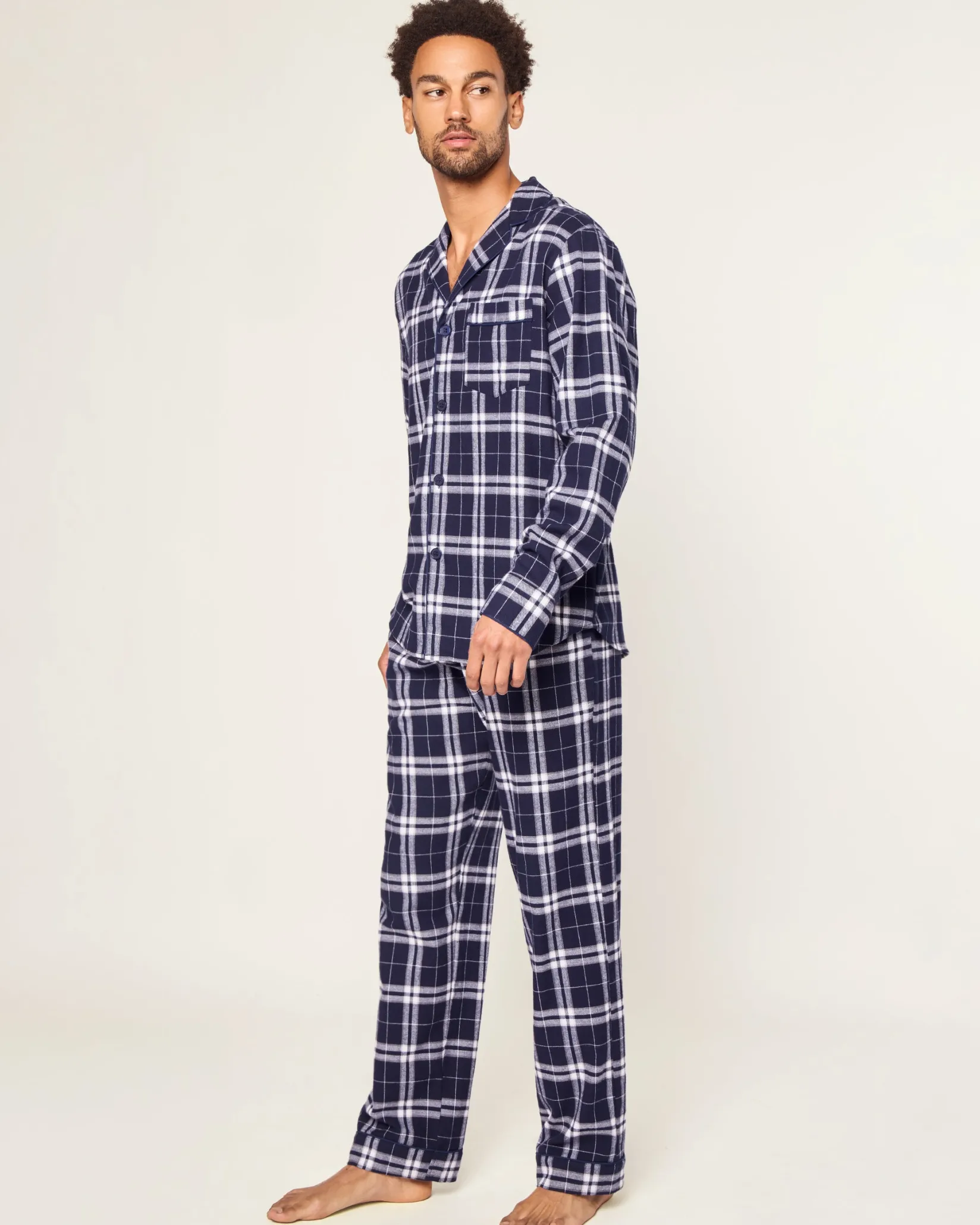Petite Plume Men's Brushed Cotton Pajama Set in Oxford Tartan