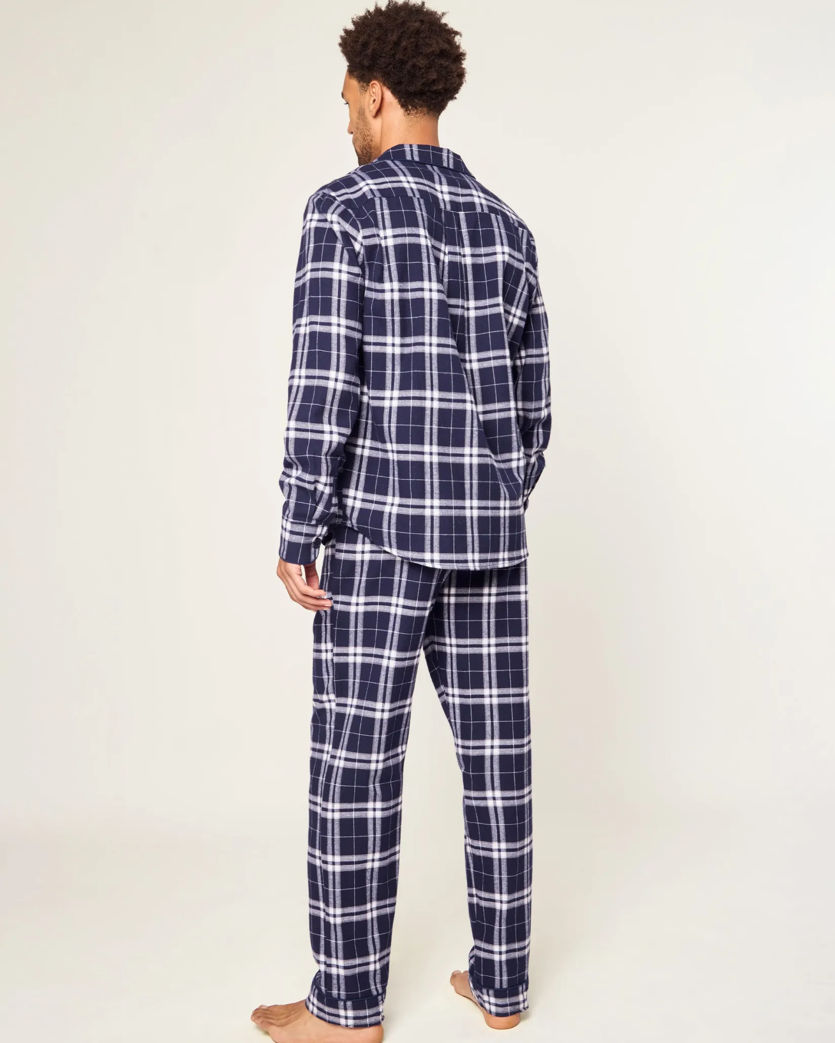 Petite Plume Men's Brushed Cotton Pajama Set in Oxford Tartan
