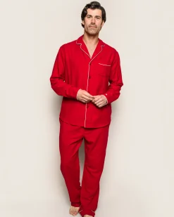 Petite Plume Men's Flannel Pajama Set in Red