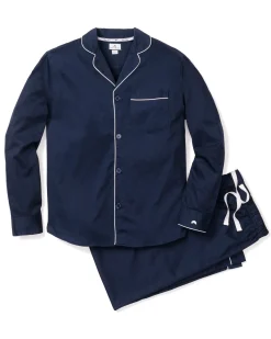 Petite Plume Men's Flannel Pajama Set in Navy