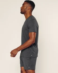 Petite Plume Men's Pima Essential Crew Neck Tee in Dark Heather Grey