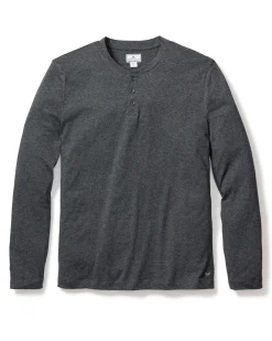 Petite Plume Men's Pima Henley in Dark Heather Grey