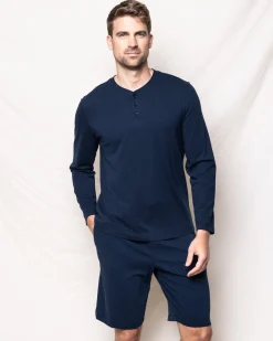 Petite Plume Men's Pima Henley in Dark Heather Grey