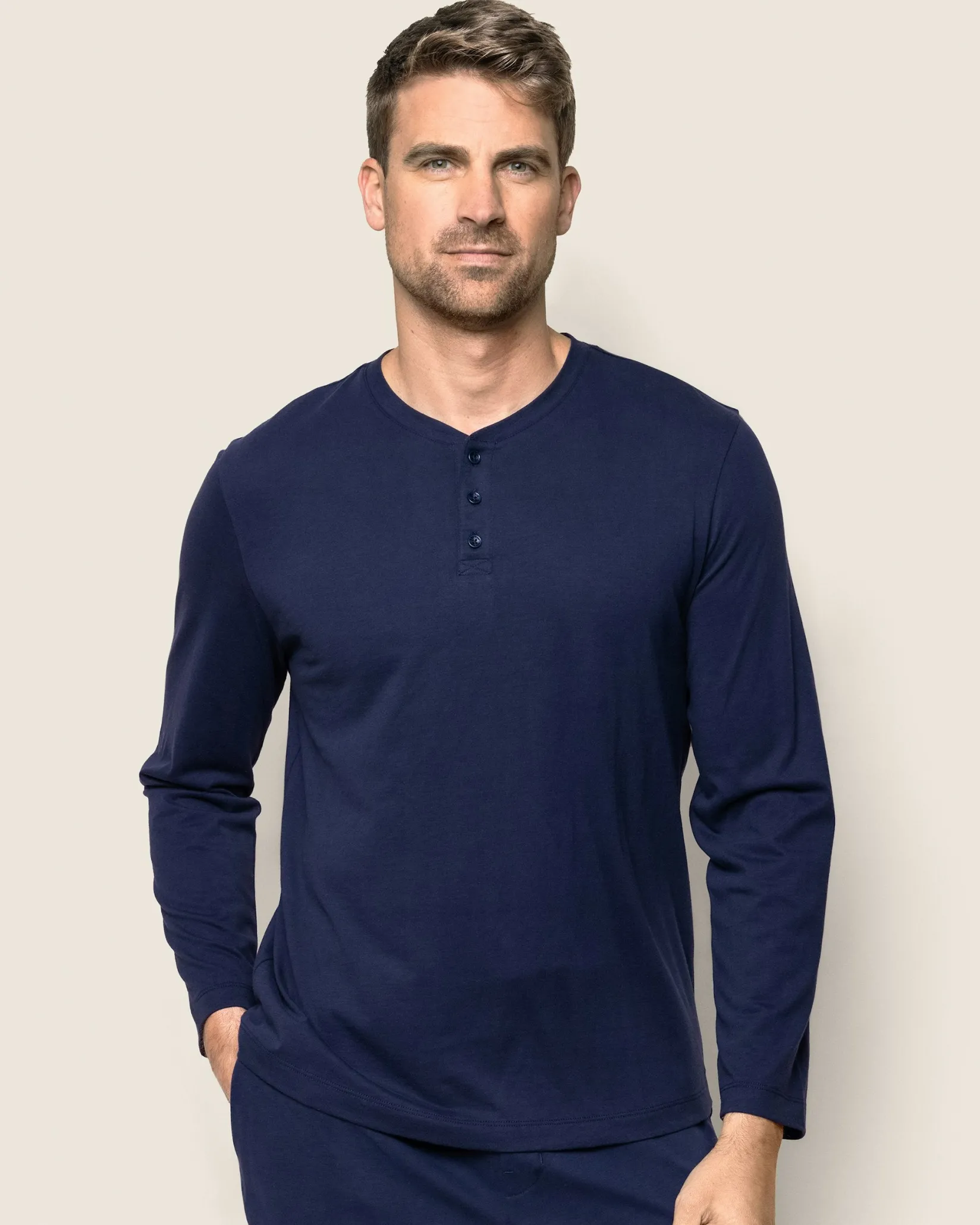 Petite Plume Men's Pima Henley in Navy