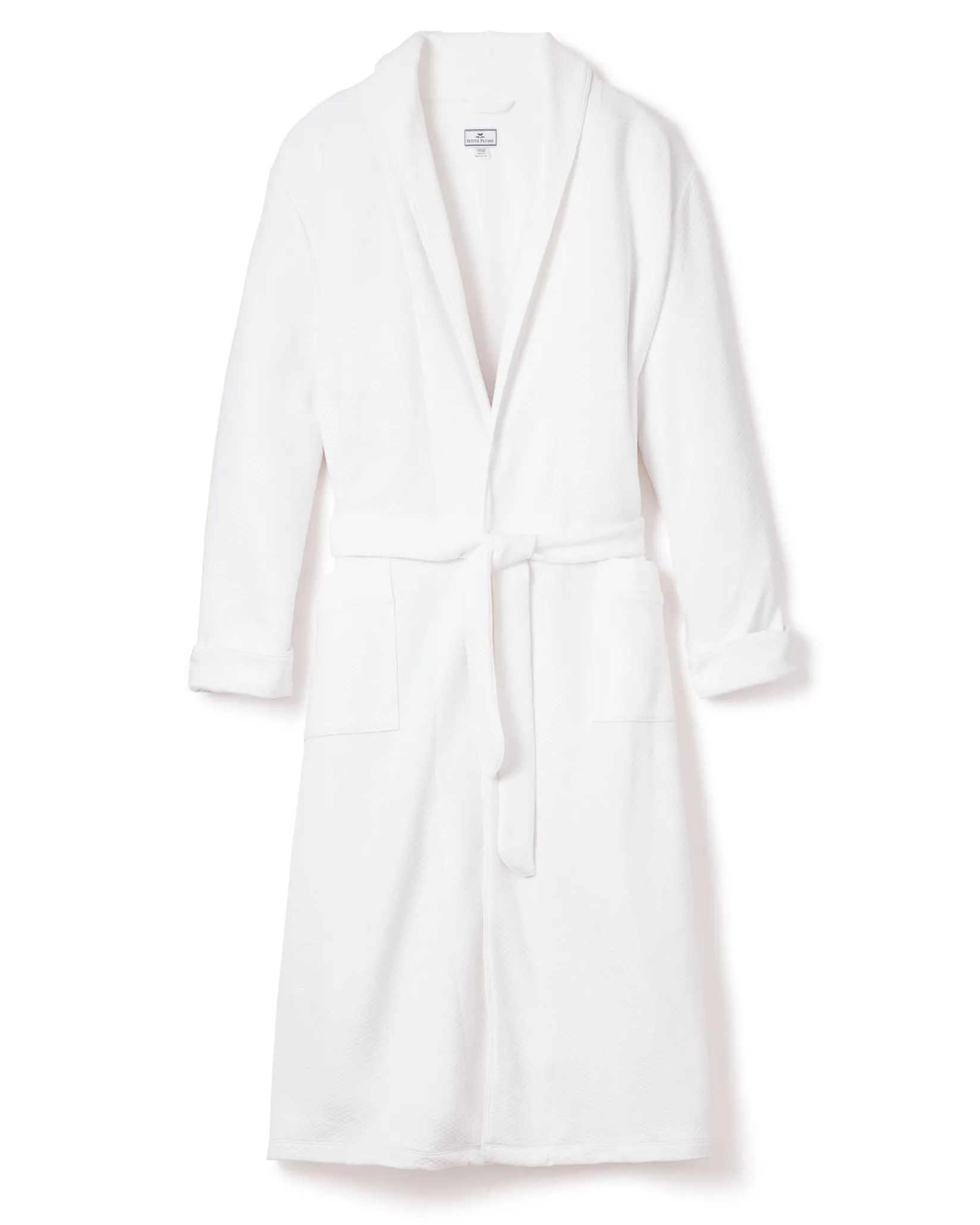 Petite Plume Men's Pima Jacquard Robe in White