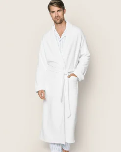 Petite Plume Men's Pima Jacquard Robe in White
