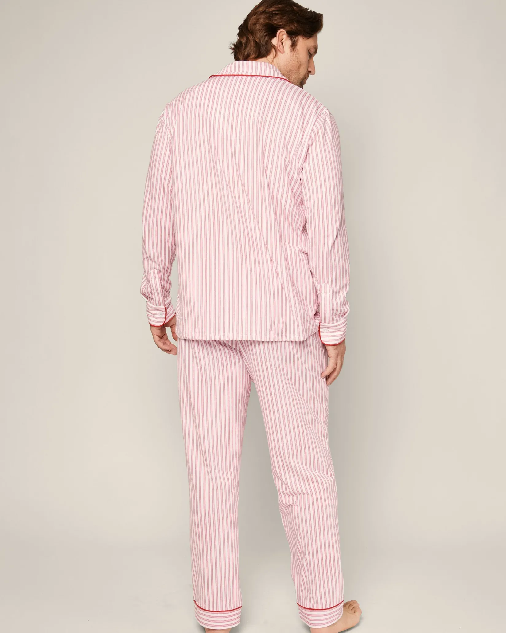 Petite Plume Men's Pima Pajama Set in Antique Red Ticking