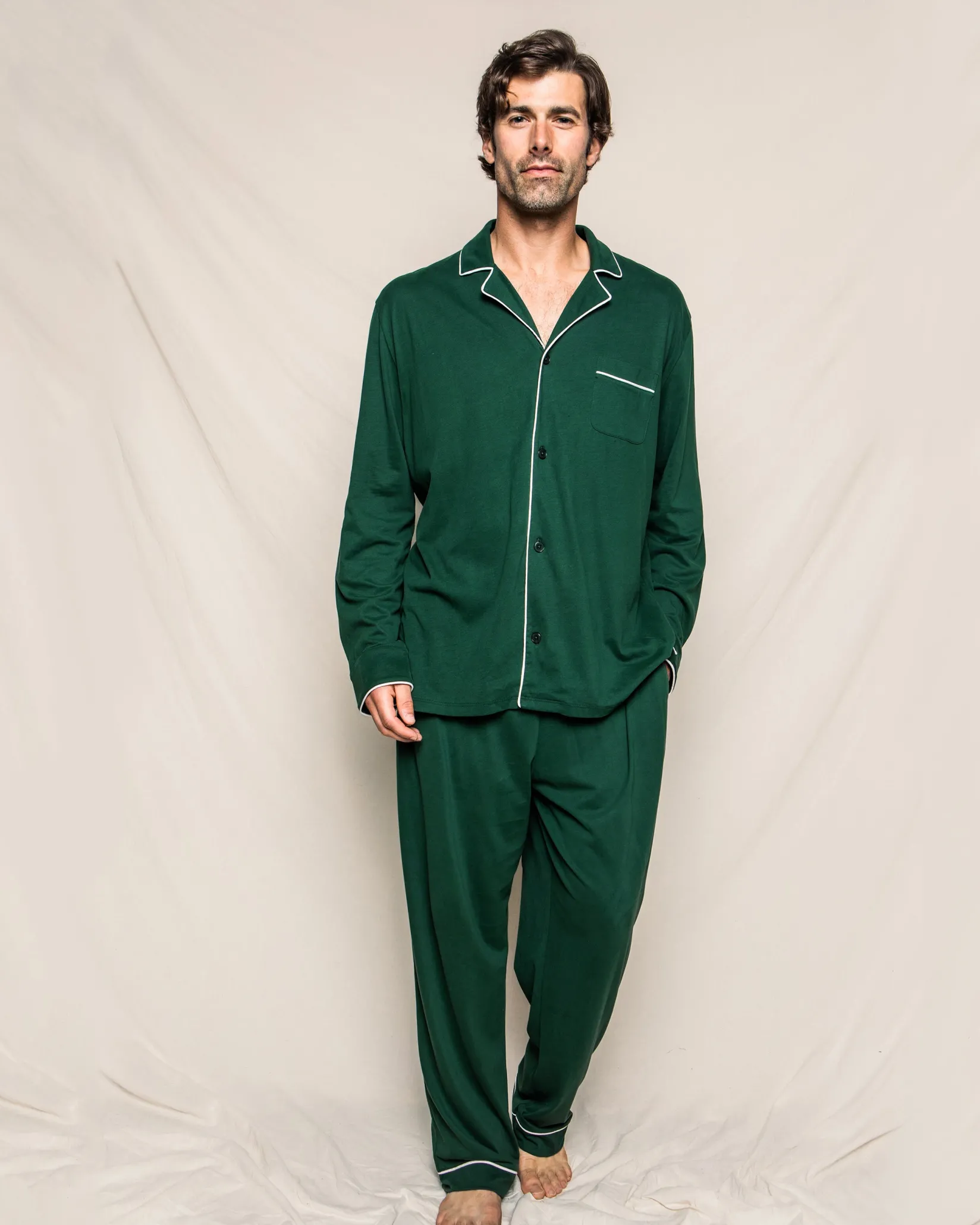 Petite Plume Men's Pima Pajama Set in Evergreen